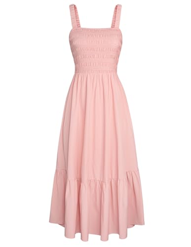 GRACE KARIN Damen Ärmellos Spaghettiträger Freizeitkleid Sommer Langes Strandkleider mit Taschen