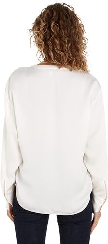 Tommy Hilfiger Damen Bluse Stitch Blouse V-Ausschnitt