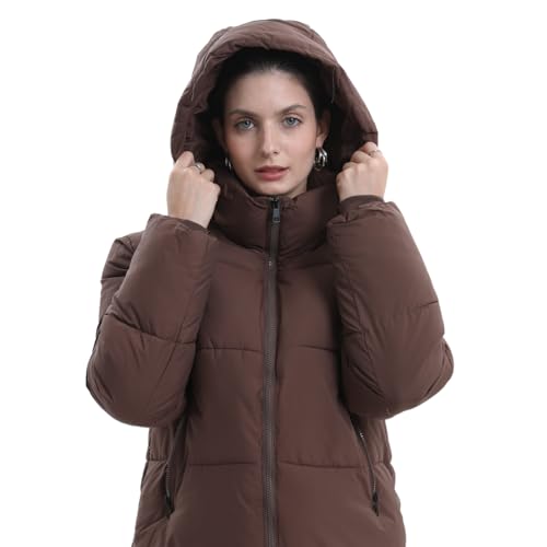 PUFFIT Damen Winter Jake mit Kapuze Warmer Wasserdicht Winterjacke Steppmantel Female Jacken