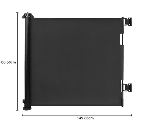 Retractable Stair Safety Gate for Babies, 0-150 cm Wide, Baby Barrier, Cat and Dog Barrier, One-Handed Operation, Suitable for Indoor & Outdoor Use (150 cm, Black)