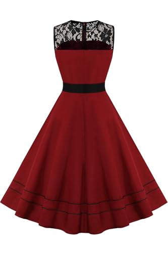 AXOE Damen Rockabilly Kleid 50er Jahre Vintage Festlich Elegant