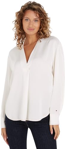 Tommy Hilfiger Damen Bluse Stitch Blouse V-Ausschnitt