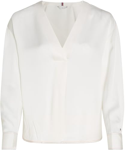 Tommy Hilfiger Damen Bluse Stitch Blouse V-Ausschnitt