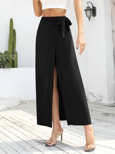 Missufe Damen Sommer Freizeit Strand Bademode Schlitz Flowy Swing Maxi Wickelrock