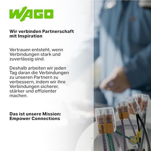 WAGO Verbindungsklemmen 221-413 | 3 Leiter, bis 4 mm², 50 Stück, COMPACT Kabelverbinder mit Hebel für alle Leiterarten weltweit, bestätigte Anwendungssicherheit