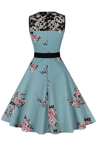 AXOE Damen Rockabilly Kleid 50er Jahre Vintage Festlich Elegant