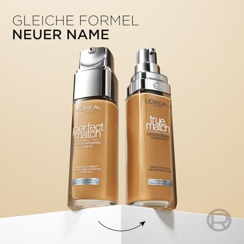 L'Oréal Paris Make up, Flüssige Foundation mit Hyaluron und Aloe Vera, True Match Make-Up, Nr. 5.N Sand, 30 ml