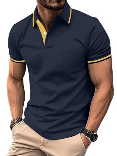 LLdress 3er Pack Poloshirt Herren Kurzarm Atmungsaktiv Poloshirt Set Leichtes Golf Polohemd Schnelltrocknend T Shirt