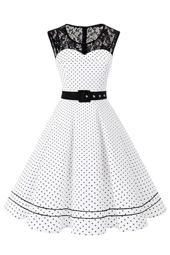 AXOE Damen Rockabilly Kleid 50er Jahre Vintage Festlich Elegant