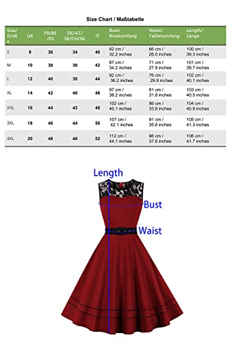 AXOE Damen Rockabilly Kleid 50er Jahre Vintage Festlich Elegant