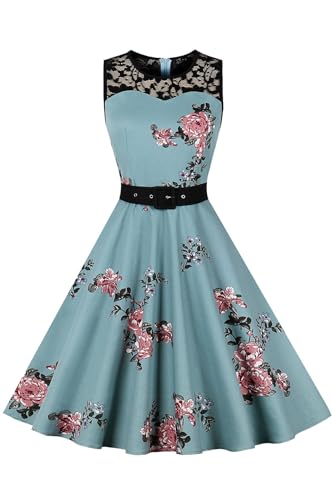 AXOE Damen Rockabilly Kleid 50er Jahre Vintage Festlich Elegant