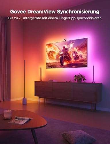 Govee TV Hintergrundbeleuchtung 3 Lite mit Fish-Eye Korrektur Funktion, Sync für 55-65 Zoll TVs, 3,6M RGBICW WiFi TV LED Strip mit Kamera, 4 Farben in 1 Lampenperle, Sprach- & APP-Steuerung