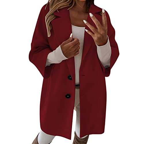 Wintermantel Damen Damen 3/4-Ärmel gekerbter Reverskragen zweireihiger Mantel Winter Wollmischung über Mäntel lange Jacken Damen-Jacken Herbst Cropped Jacke Damen Winter