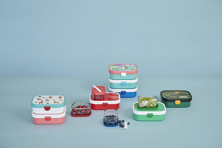 Mepal Brotdose Kinder Little Dutch – Bento Box Kinder - Brotdose Kinder mit Fächern & Gabel - Meal Prep Box mit Clip-Verschluss - BPA-frei & Spülmaschinenfest - 750 ml - Little Farm