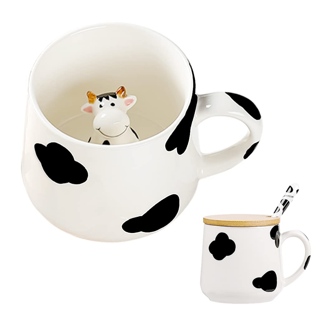 BigNoseDeer Süße Sachen Keramik Katze Kaffeetasse Teetasse Deckel Löffel Lustige Tassen Geschenke für Frauen Kaffeebecher 3D Tasse Personalisiert Cappuccino Tasse Beste Freundin Weihnachten Geschenk