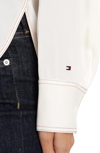 Tommy Hilfiger Damen Bluse Stitch Blouse V-Ausschnitt