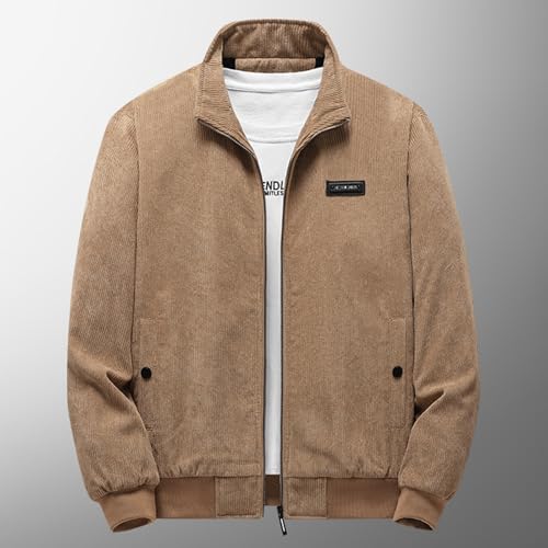 Winter Jacket Men's Sherpa Jacket Zip Teddy Fur Lined Winter Without Hood Sherpa Corduroy Jacket Outdoor Jacket Cuddly Jacket Stand-Up Collar Fleece Jacket with Pockets