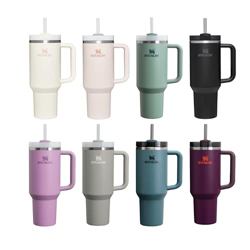 Stanley Quencher H2.0 FlowState Trinkflasche mit Strohhalm 1.18L - Thermobecher Kühlt 11 Stunden - 48 Stunden Eisgekühlt - Spülmaschinenfest - Thermosflasche BPA Frei - Kaffeebecher To Go - Cream