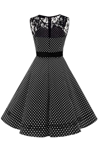 AXOE Damen Rockabilly Kleid 50er Jahre Vintage Festlich Elegant
