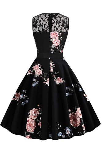 AXOE Damen Rockabilly Kleid 50er Jahre Vintage Festlich Elegant