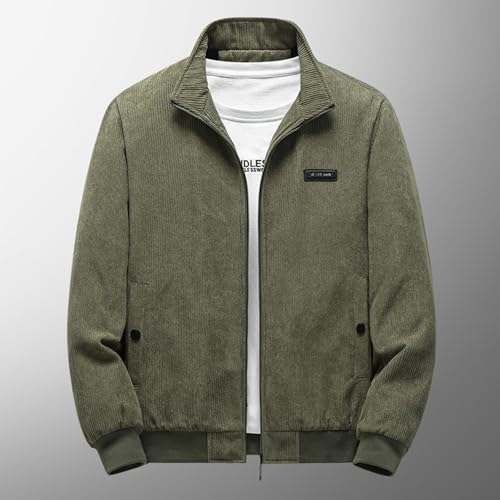 Winter Jacket Men's Sherpa Jacket Zip Teddy Fur Lined Winter Without Hood Sherpa Corduroy Jacket Outdoor Jacket Cuddly Jacket Stand-Up Collar Fleece Jacket with Pockets