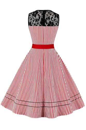 AXOE Damen Rockabilly Kleid 50er Jahre Vintage Festlich Elegant