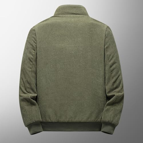 Winter Jacket Men's Sherpa Jacket Zip Teddy Fur Lined Winter Without Hood Sherpa Corduroy Jacket Outdoor Jacket Cuddly Jacket Stand-Up Collar Fleece Jacket with Pockets