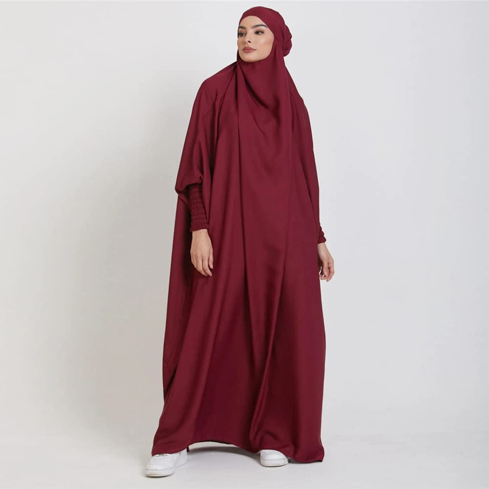 OBEEII Damen Hijab Muslimisch Kleid Einfarbig Dubai Islamische Türkisches Katfan Muslimische Robe