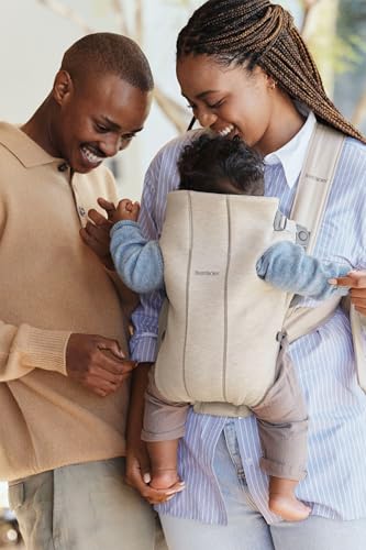 BabyBjörn Babytrage Mini, 3D-Netzstoff, Grau-Beige