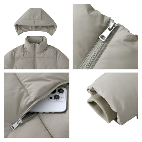 PUFFIT Damen Winter Jake mit Kapuze Warmer Wasserdicht Winterjacke Steppmantel Female Jacken