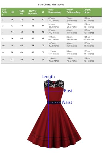 AXOE Damen Rockabilly Kleid 50er Jahre Vintage Festlich Elegant