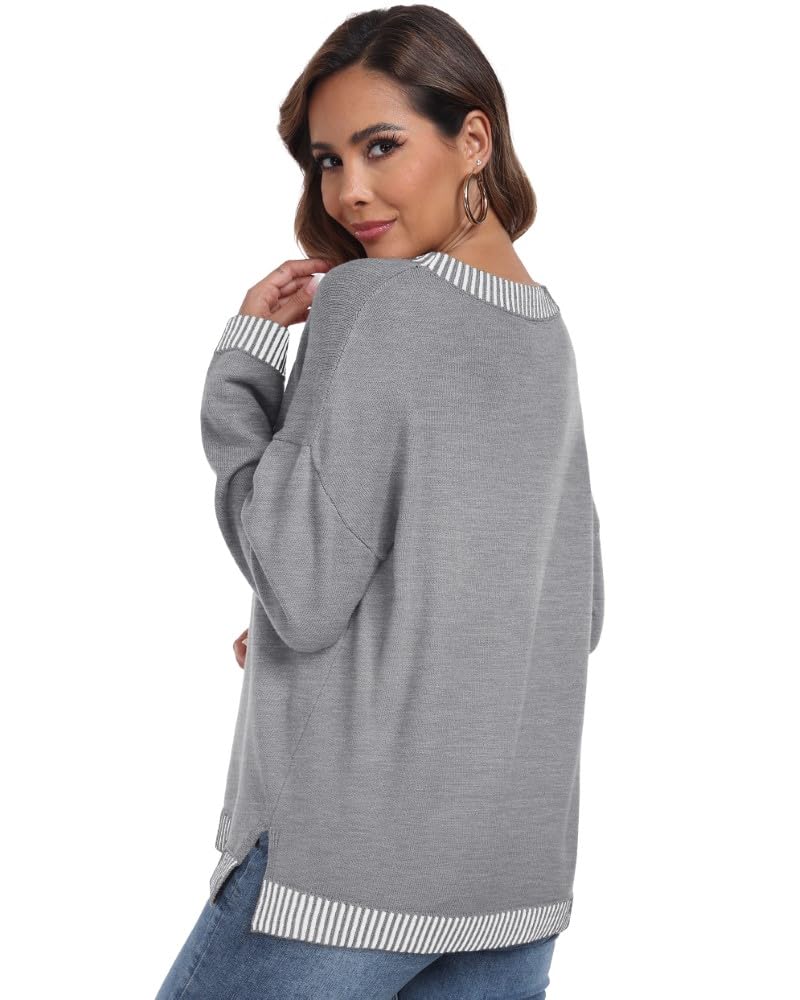 PrinStory Pullover Damen Strickpullover Langarm Rundhals Elegant Lässig Sweatshirt Warm Damen Winter Pullis Strickwaren