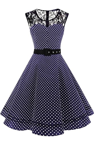 AXOE Damen Rockabilly Kleid 50er Jahre Vintage Festlich Elegant