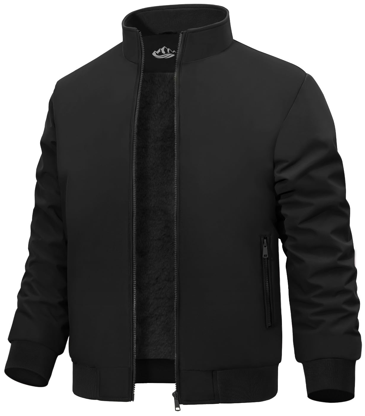 Lonya Men's Fleece Winter Windproof Bomber Jacket Full Zip Transition Jacket Flight Jacket Autumn Warm Padded Stand-Up Collar Coats Jackets