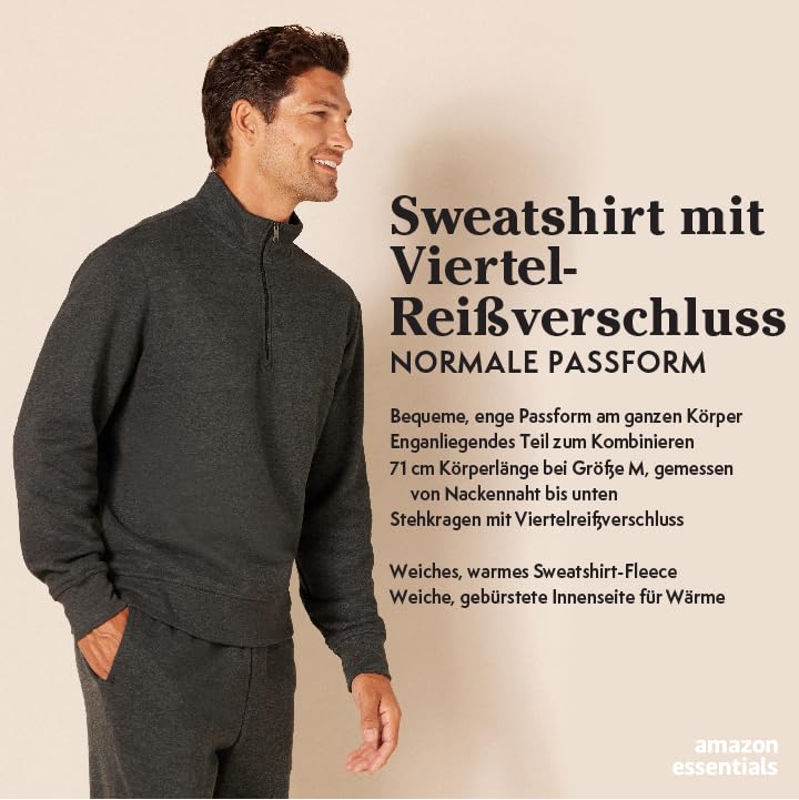 Amazon Essentials Men's Long Sleeve Fleece Quarter Zip Sweatshirt