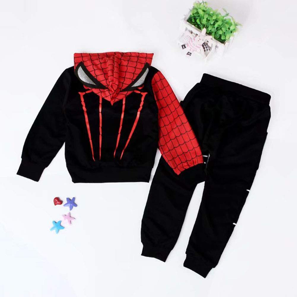 ALANTOP Jungen Casual Trainingsanzug Hoodies Kinder 2-teiliges Outfit Cosplay Superheld Spinne Kostüm Set Langarm Sport Anzug Sweatshirt