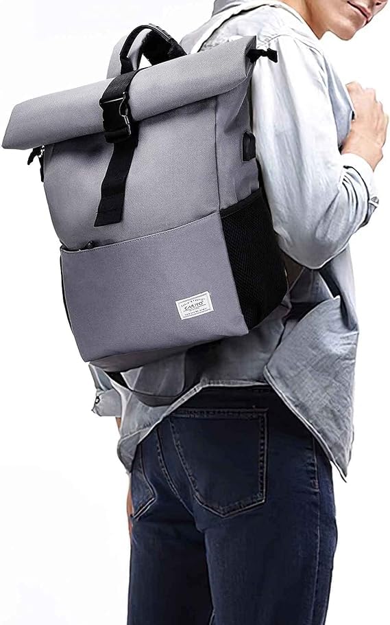 MoFut Rucksack Damen Groß Rucksack Herren Groß Schulrucksack viele Fächer mit 15,6" Laptopfach, Unisex Rolltop Rucksack Wasserdicht, Lässiger Backpack Schule Freizeit Uni Arbeit Wandern.