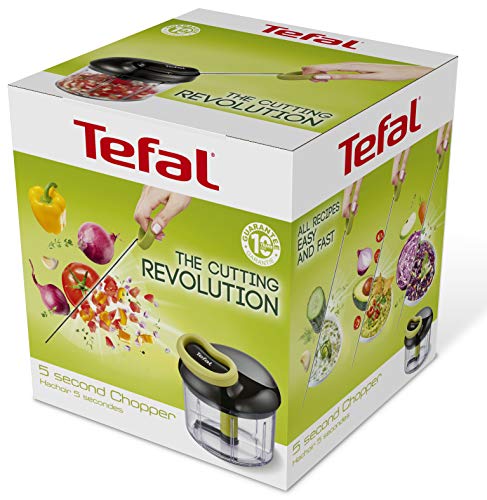 Tefal K13204 Ingenio 5-Sekunden-Zerkleinerer ohne Strom | Fassungsvermögen: 900ml | Multizerkleinerer | Universalzerkleinerer für Gemüse, Obst, Nüsse, Knoblauch, Babynahrung | Schwarz/Grün/Transparent