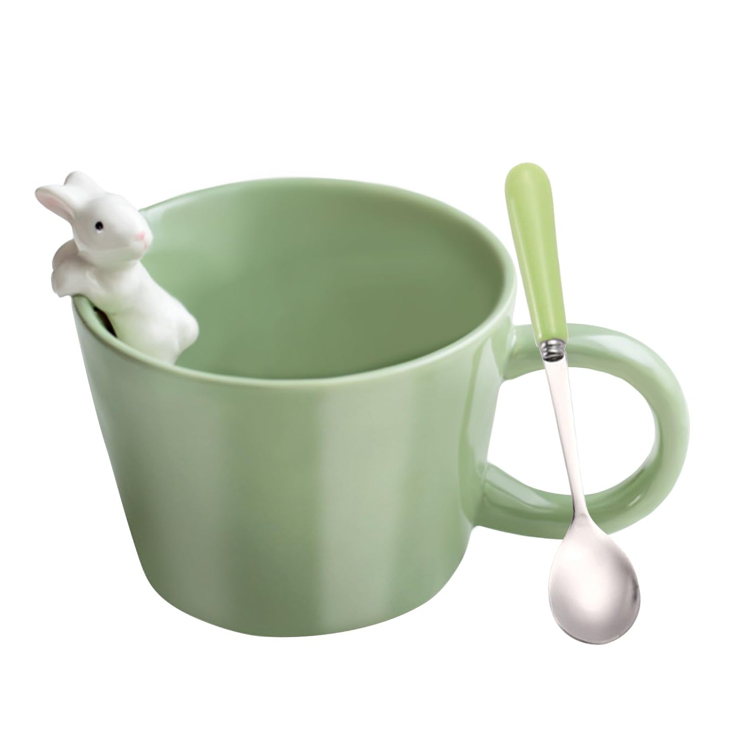 BigNoseDeer Süße Sachen Keramik Katze Kaffeetasse Teetasse Deckel Löffel Lustige Tassen Geschenke für Frauen Kaffeebecher 3D Tasse Personalisiert Cappuccino Tasse Beste Freundin Weihnachten Geschenk
