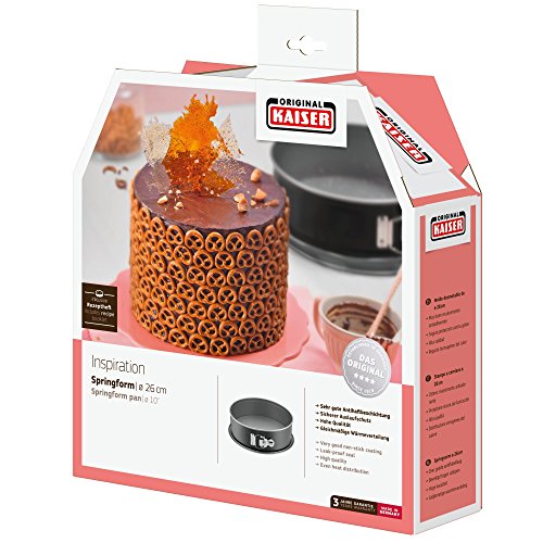 Original Kaiser Inspiration Springform 26 cm rund, Flachboden, runde Backform, Kuchenform antihaftbeschichtet, auslaufsicher
