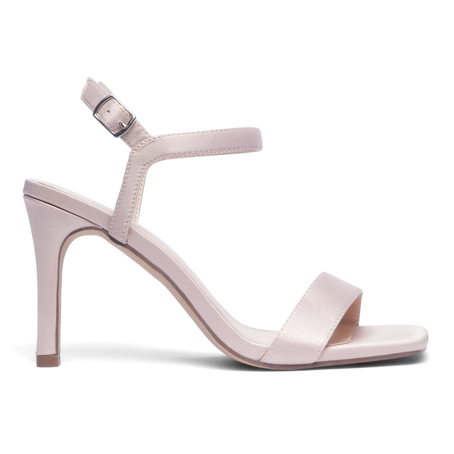 GENSHUO Sandaletten Damen mit Absatz, 8CM High Heel Peep Toe, Satin Sandalen Sommer Elegante Schuhe Party Prom Dress Slingback mit Knöchelriemen,EU 36-42