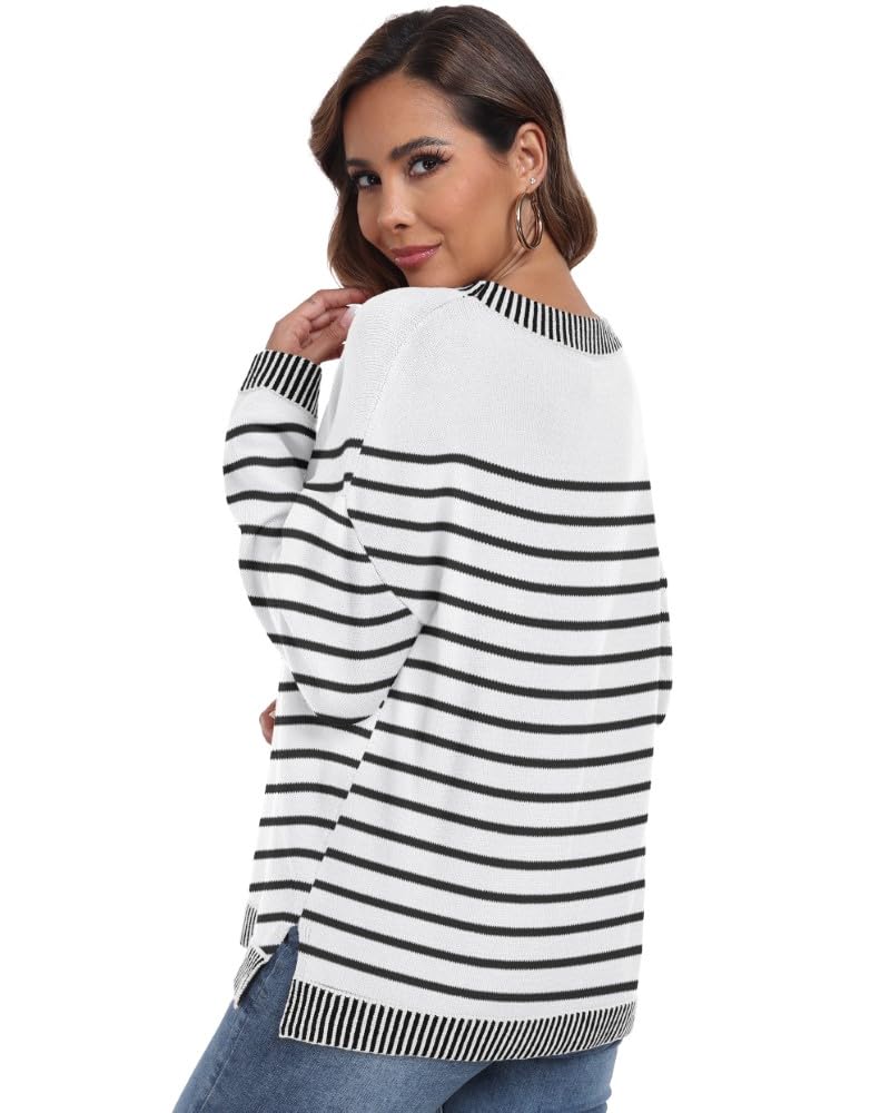 PrinStory Pullover Damen Strickpullover Langarm Rundhals Elegant Lässig Sweatshirt Warm Damen Winter Pullis Strickwaren