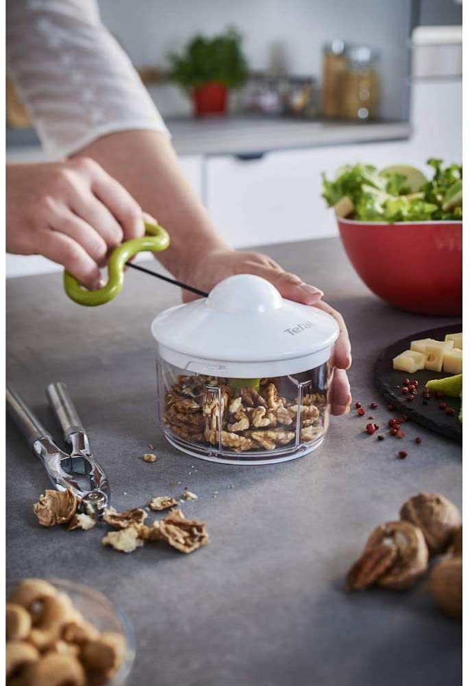 Tefal K13204 Ingenio 5-Sekunden-Zerkleinerer ohne Strom | Fassungsvermögen: 900ml | Multizerkleinerer | Universalzerkleinerer für Gemüse, Obst, Nüsse, Knoblauch, Babynahrung | Schwarz/Grün/Transparent