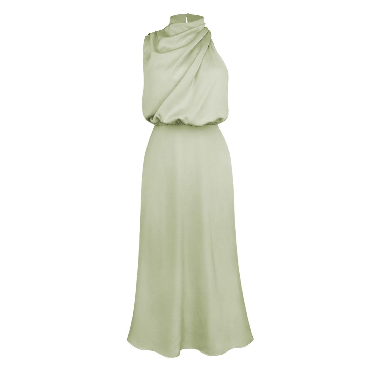 Odizli Damen Elegant Ärmellos Neckholder Satin Sommer Hochzeit Lang Abendkleider