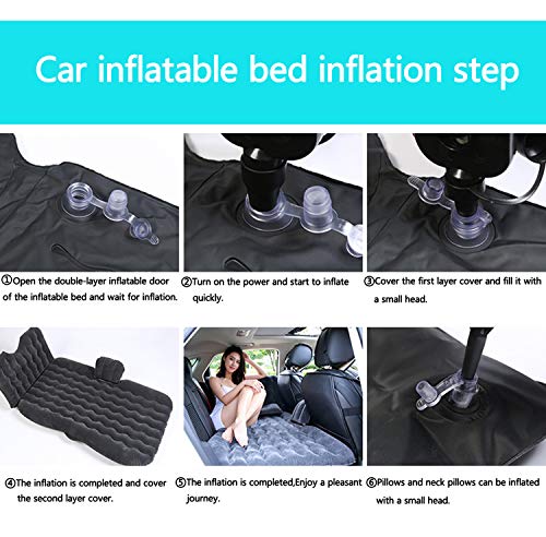 Icelus Auto Matratze SUV Luftmatratze with Luftpumpe 195 * 130 * 15 cm Aufblasbare Camping Kombi Luftbett für Auto Rücksitz Dickere Kofferraum Matratze Bett für Camping Outdoor Traveling