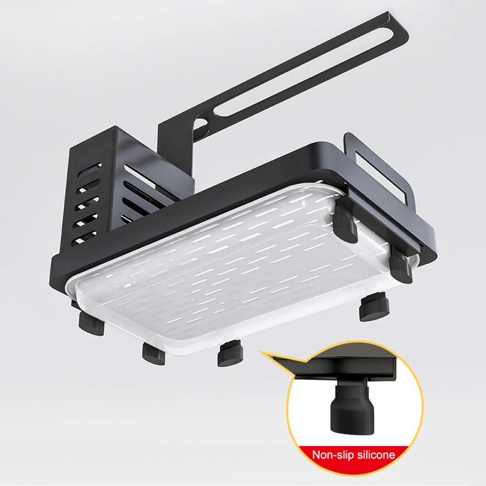 Shunfaji Spülbecken Organizer Spülbecken Caddy Organizer Edelstahl Utensilien Korb für Küche & Badezimmer mit Abflusspfanne, Klebstoff Arbeitsplatte Dual-Use Schwamm Bürste Seifenschale Halter