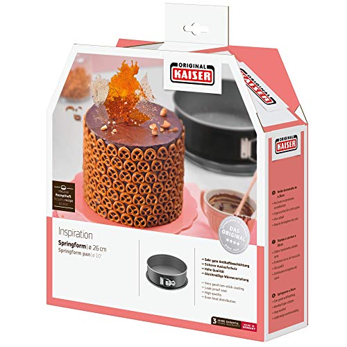 Original Kaiser Inspiration Springform 26 cm rund, Flachboden, runde Backform, Kuchenform antihaftbeschichtet, auslaufsicher