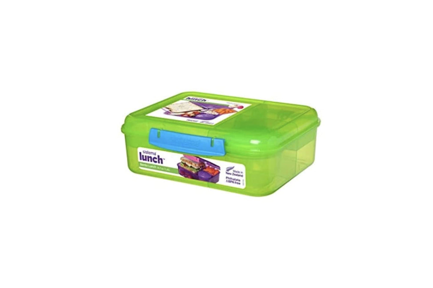 Sistema Bento-Box | 1,25 L | Brotdose für Pause mit Fächern und Snackbox | BPA-frei | hergestellt aus Ocean Bound Plastic | Teal Stone | 1 Stück, Mintgrün (Recycelter Kunststoff)