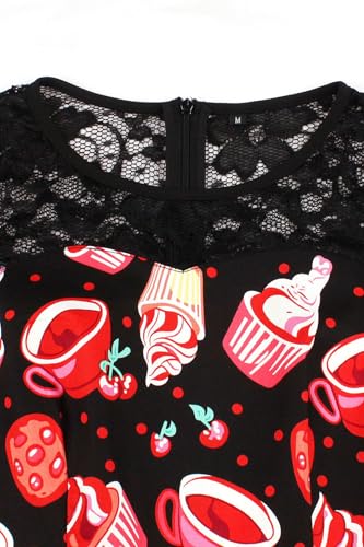 AXOE Damen Rockabilly Kleid 50er Jahre Vintage Festlich Elegant