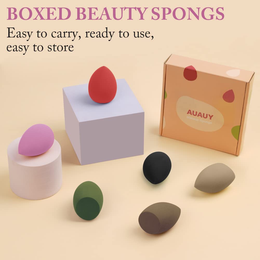 AUAUY 4 PCS Make up Schwamm Set, Foundation Blending Beauty Sponge, Beauty Makeup Schwämme Blender für Flüssigkeit Foundation Puder Sonnenschutz und Creme mit 1 Schwammhalter, 1 Puderquaste
